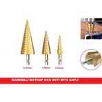 Kademeli Matkap Ucu Bits Saplı Hss 3'lü Set-Kozalak Uç Seti - Altın