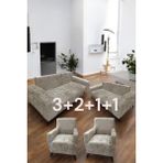 Kadife 3+2+1+1 Likralı Esnek Yıkanabilir Koltuk Örtüsü - 1,5 x 0,7 m - Vizon