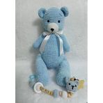 Kadife Ayıcık Ve Emzik Zinciri Takımı Amigurumi Organik Oyuncak