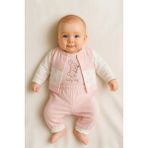 Kadife Bebek Takımı Ekstra Yumuşak Pamuklu - Pembe - 3 - 6 Ay