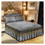 Kadife Dantel Yatak Eteği Kaymaz Koruyucu Kapaklı Kalın ve Güzel Yatak Sonbahar ve Kış için Sıcak Yatak Eteği Sonbahar ve Kış Fasulye Ezmesi Renk 150x200 cm