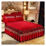 Kadife dantel yatak etek kaymaz koruyucu kapak kalın ve güzel yatak sıcak yatak sonbahar ve kış fasulye ezmesi renk 150x200cm