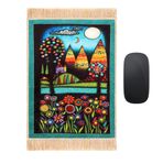 Kadife Halı Mouse Pad | Bohem Tarzı Tasarım Dokuma Halı Mousepad Ofis Dekoru için Fare Altlığı | Masa Fare Altlığı 21,8 cm x 30,0 cm Küçük Fare Koruyucu (Su Yeşili VII)