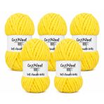 Kadife İp, 5'li Paket 5x100 Gr. 120 Mt., Soft Chenille Bulky%100 Mikro Polyester, Amigurumi, Oyuncak, Bebek Battaniyesi, Yumuşak, Lüks & Canlı Renkler, 1004-Sarı