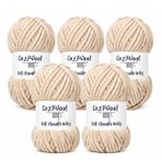 Kadife İp, 5'li Paket 5x100 Gr. 120 Mt., Soft Chenille Bulky%100 Mikro Polyester, Amigurumi, Oyuncak, Bebek Battaniyesi, Yumuşak, Lüks & Canlı Renkler, 1037-Krem