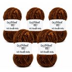 Kadife İp, 5'li Paket 5x100 Gr. 120 Mt., Soft Chenille Bulky%100 Mikro Polyester, Amigurumi, Oyuncak, Bebek Battaniyesi, Yumuşak, Lüks & Canlı Renkler, 1039-Kahverengi