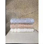 Kadife Jakarlı Yaprak Desenli 3 Adet 50X90 cm El Yüz Havlusu Gri-Kahve-Bej - 90 x 50 cm - Bej - Kahve