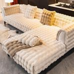 Kadife Kanepe Örtüsü Üç Boyutlu Kalınlaştırılmış Sıcak Oturma Odası Kanepe Minderi Kaymaz Masaj Peluş Kanepe Sırt Minderi, Beyaz, 90x90cm 1 adet