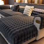 Kadife Kanepe Örtüsü Üç Boyutlu Kalınlaştırılmış Sıcak Oturma Odası Kanepe Minderi Kaymaz Masaj Peluş Kanepe Sırt Minderi, Koyu Gri, 70x70cm 1 adet