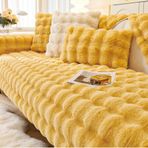 Kadife Kanepe Örtüsü Üç Boyutlu Kalınlaştırılmış Sıcak Oturma Odası Kanepe Minderi Kaymaz Masaj Peluş Kanepe Sırt Minderi, sarı, 90x240cm 1 adet