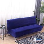 Kadife Koltuk Kılıfı Kolçaksız Gerilebilir Katlanır Kanepe Yatak Örtüsü Lacivert 160 190 cm