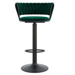Kadife Koltuk Mutfak Tezgah Yüksekliği Barstools Arkalık ve Ayaklık Siyah Bacak Yeşil Ped 45 60 cm