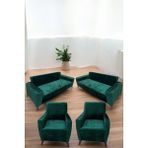 Kadife Koltuk Örtüsü Lastikli Esnek Yıkanabilir Koltuk Kılıfı 3+3+1+1 Solma Kayma Yapmaz Leke Tutmaz - 180 x 230 cm - Yeşil