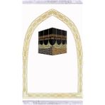 Kadife Lüks Seccade Keten Astarlı Namazlık 70x120 cm - Beyaz