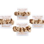 Kadife Nedime Teklifi Hediye Scrunchies - Saçınızı Tutmak ve Tutmak Folyo Hediye Kartları (4 Paket Nedime, Altın)