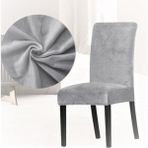 Kadife Sandalye Kılıfı – Esnek, Yıkanabilir, Kaymaz, Şık Tasarım – Modern Dekoratif Sandalye Örtüsü - 35 x 56 cm - Gri