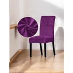 Kadife Sandalye Kılıfı – Esnek, Yıkanabilir, Kaymaz, Şık Tasarım – Modern Dekoratif Sandalye Örtüsü - 35 x 56 cm - Mor