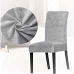 Kadife Sandalye Kılıfı,sandalye Örtüsü, Lastıkli, Standart 1 Adet Kadife Sandalye Kılıfı - 35 x 55 cm - Gri