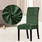Kadife Sandalye Kılıfı,sandalye Örtüsü, Lastıkli, Standart 1 Adet Kadife Sandalye Kılıfı - 35 x 55 cm - Yeşil