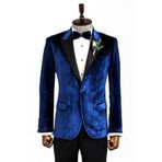 Kadife Slim Fit Mavi Erkek Smokin Ceket