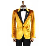 Kadife Slim Fit Sarı Erkek Smokin Ceket