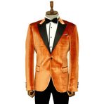 Kadife Slim Fit Tek Düğmeli Taba Erkek Balo Ceket - Wessi