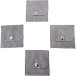Kadife (Süet) Zarf Kese Gri 50 Adet 7x7 cm Boy Takı, Altın Kesesi (Çıtçıtlı) - 7 x 7 cm