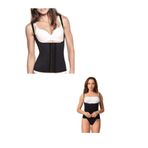 Kadın 1 Beden Incelten Ten Ince Askılı Agraflı Göğüs Altı Yelek Korse, Siyah2, 2XL-3XL