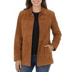 Kadın %100 Gerçek Süet Deri Araba Montu - Vintage Stil Bayan Ceket, Günlük Parti Giyim, Seyahat Kış Dış Giyim, karamel, S