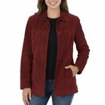 Kadın %100 Gerçek Süet Deri Araba Montu - Vintage Stil Bayan Ceket, Günlük Parti Giyim, Seyahat Kış Dış Giyim, kırmızı, XXL