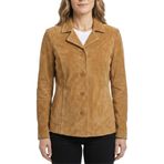 Kadın %100 Gerçek Süet Deri Ceket - Vintage Stil Bayan Ceket, Günlük Parti Giyim, Seyahat Kış Dış Giyim, deve, S