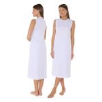 Kadın 2 li Set Kolsuz Uzun Elbise Astarı Modal Kombinezon 2M1049 (Beyaz, 2XL)