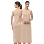 Kadın 2 li Set Kolsuz Uzun Elbise Astarı Modal Kombinezon 2M1049 (Ten Rengi, 2XL)