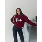 Kadın 3 Iplik Bisiklet Yaka Sweatshirt - Bordo - XL