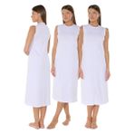 Kadın 3 lü Set Kolsuz Uzun Elbise Astarı Modal Kombinezon 3M1049 (Beyaz, L)