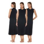 Kadın 3 lü Set Kolsuz Uzun Elbise Astarı Modal Kombinezon 3M1049 (Siyah, L)