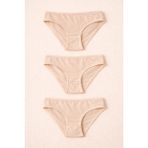 Kadın 3'lü Basic Slip Külot Ten