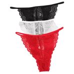 Kadın 3’lü Dantel String – Tanga (Çok Renkli, 3XL)