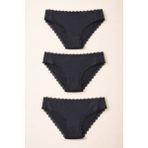 Kadın 3'lü Dantelli Basic Slip Külot Siyah