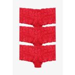 Kadın 3'lü Fantazi Dantelli Şort Boxer Külot (FARKLI DANTEL SEÇENEKLERİ) Kırmızı L/XL