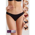 Kadın 5'li Ekonomik Paket Siyah-beyaz-ten 2050 No Show Pamuklu Bikini Slip