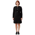 Kadın A Line Kesim Kaşkorse Örme Kumaş Uzun Kollu Mini Elbise Kış Kombinlerine Zarafet Katar-Siyah-4XL
