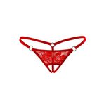Kadın Açık Kırmızı Dantelli Büyük Beden Seksi İç Çamaşırı Fantezi Külot G String