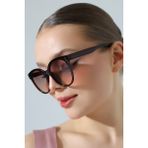 Kadın Aksesuarlı Oval Kahverengi UV400 Güneş Gözlüğü 23008 C3