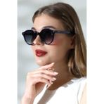 Kadın Aksesuarlı Oval Lacivert UV400 Güneş Gözlüğü 23007 C33