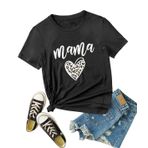 Kadın annelik hemşirelik gömlek komik anne gömlek sevimli leopar kalp grafik Tees dostu Zip annelik emzirme üstleri, Koyu Gri, XL