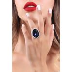 Kadın Antik Gümüş Kaplama Lacivert Swarovski Taşlı Hürrem Yüzük