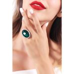 Kadın Antik Gümüş Kaplama Yeşil Swarovski Taşlı Hürrem Yüzük