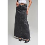 Kadın Antrasit Kot Rengi 3S5-14 Çan Kesim%100 Koton Maxi Boy 100 cm Denim Etek Antrasit 34