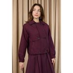 Kadın Apoletli Kısa Trençkot - 20701CKT - BURGUNDY